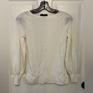 ANN TAYLOR Women’s White Viscose Blend Knit Balloon Sleeve Sweater Size XSP